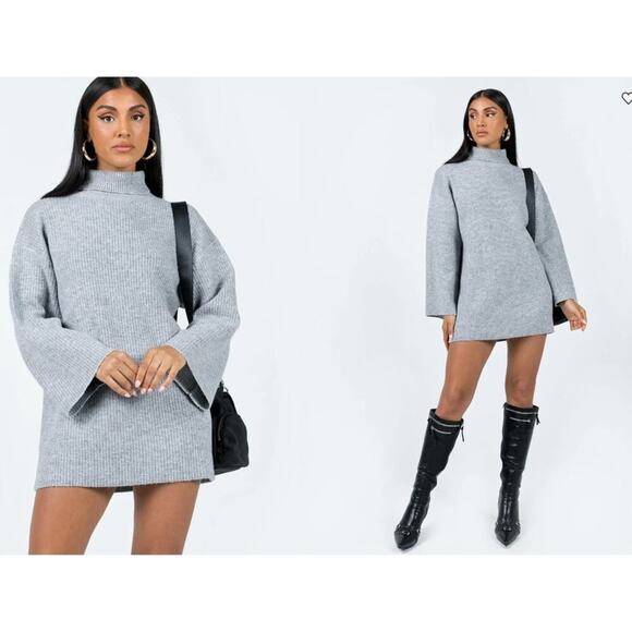 NWT Princess Polly Sonelle Knit Mini Dress Grey Size L/XL - Picture 2 of 7